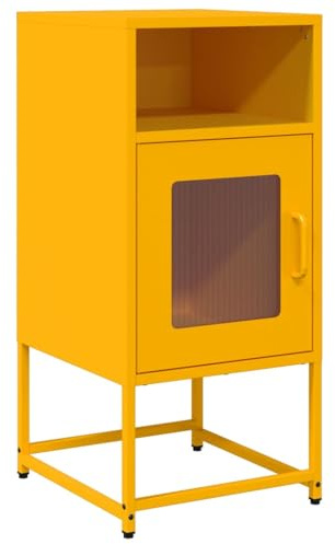 ULUYYUC Mobiletto Soggiorno Credenza Soggiorno Moderno Mobiletti Cucina Mobiletto da Esterno - Comodino Giallo Senape 36x39x78 cm in Acciaio Laminato a Freddo per Ingresso Soggiorno Ufficio Bagno