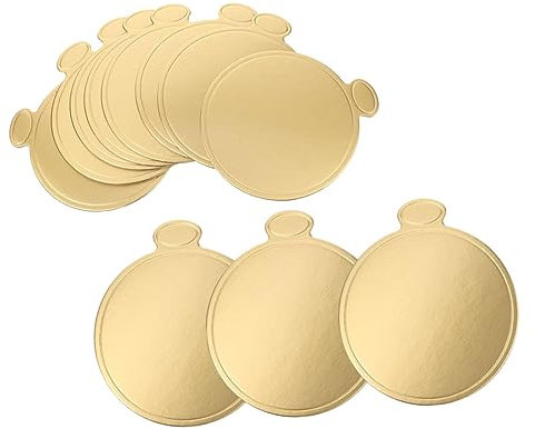 Ipetboom Bases de Pastel Redondas 50 Piezas de Papel Dorado Resistentes