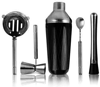 Coctelera,Cocktail Kit Juego De Coctelera Con Accesorios: Incluye Medidor, Cuchara Mezcladora, Colador Y Machacador(Gunmetal Black)
