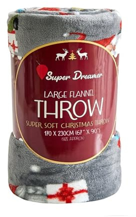 VELVETIO Extra Large Christmas Throw for Sofa Bed, Lightweight Sherpa Warm Cosy Gonks Blanket 170 x 230cm, Cuddly & Fluffy Flannel Fleece Xmas Throws, Multi