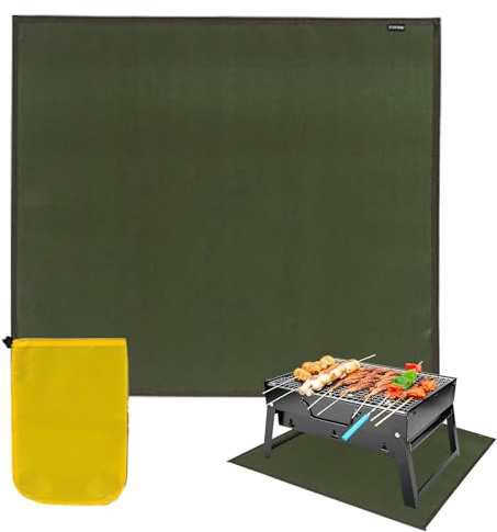 Esterilla para el suelo de la parrilla, base para barbacoa al aire libre, accesorio de barbacoa, reutilizable, portátil, para senderismo, terraza y césped, jardín, picnic, camping, pesca