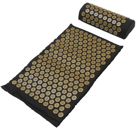 BIUDECO Cuscino Massaggiatore Shiatsu per Punti di Agopressione e Tappetino Yoga per Rilassamento Corporeo – 2 Pezzi con Borsa Ecologico e Facile da Conservare e Post-Allenamento