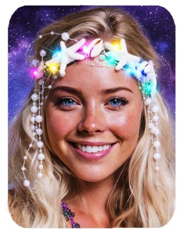 Reaky Seestern-Stirnband, Perlen-Stirnbänder, Meerjungfrau-Kopfschmuck, Haarschmuck für Damen