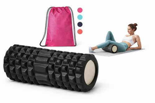 Rodillo de Espuma Dura para Masaje Muscular de Espalda y Piernas | Rulo Masaje Muscular para Contracturas, Piernas Cansadas y Recuperación | Ideal para Pilates en Casa