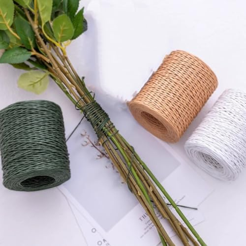 Vibsky Alambre de hierro envuelto en papel de 2 mm x 200 m para embalaje de ramos, manualidades florales, coronas de boda, coronas, atado de plantas y paquetes de aperitivos