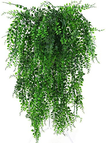 Fictory Plante de vigne artificielle à suspendre, 5 branches, fausses feuilles de lierre, 82 cm de long en plastique pour décoration murale, mariage, restaurant, intérieur et extérieur