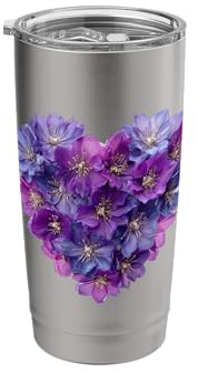July Birth Flower Larkspur Heart – Blue and Purple Stainless Steel Insulated Tumbler