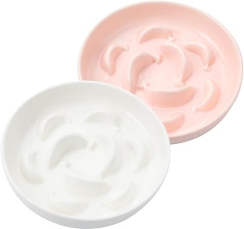 Antischlingnapf Katze 2er Set, Melamin Futternapf Katze Slow Feeder, Fressnapf Anti Schling Napf für Katzen und Kleine Hunde, Schlingnapf für Langsames Fressen (2)