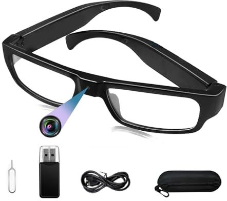 Gafas con Cámara Oculta HD 1080P, Cámara Espia Camuflada en Gafas, Cámaras Espia Oculta con Audio, Gafas Deportivas Vídeo y Fotografía Adatto per interni ed esterni | Gafas deportivas para cámara 1080P, cámara de vídeo con grabación en bucle, gafas deportivas para ciclismo, senderismo