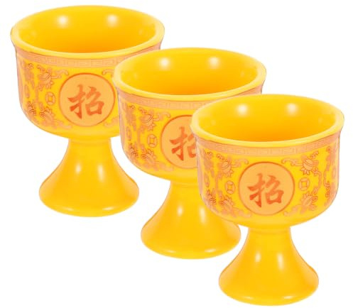 PRETYZOOM 3 Piezas Tazas Cerámicas para Ofrenda de Agua Cáliz de Meditación de Buda Cuencos de Adoración para Altar Hogar Diseño Lotus Pulido y Resistente