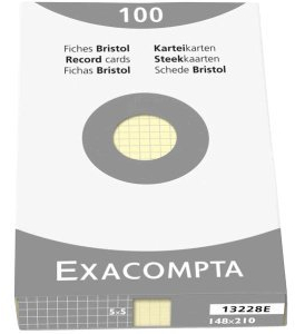 Exacompta Karteikarten A5 kariert gelb VE=100 Stück
