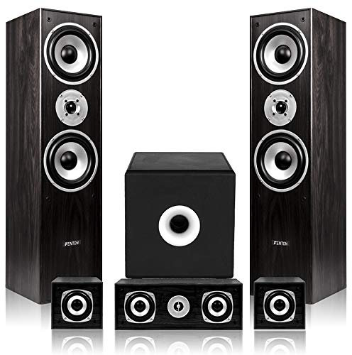 Fenton 5.1 Black Surround Sound Hi-Fi Speaker Package | Complete Home Theatre System, Immersive Audio, Powerful Bass, Easy Setup, Ideal for Movies, Music, and Gaming