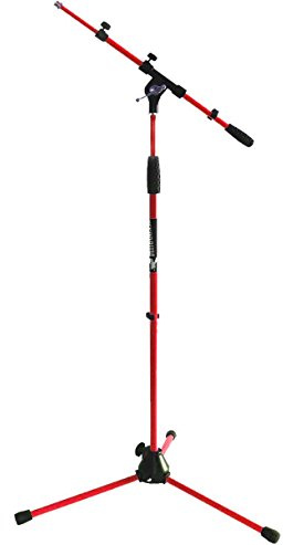 keepdrum MS106 RD Rot Mikrofonständer Mikrofonstativ mit Galgen + Tragetasche SB-03