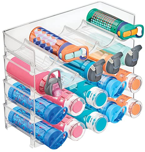 mDesign 4er-Set Flaschenregal stapelbar – praktisches Weinregal Kunststoff für bis zu 5 Flaschen – handliches Regal für Weinflaschen oder andere Getränke – durchsichtig