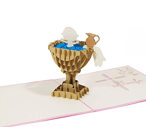 3D KARTE Zur Taufe rosa I Pop-Up Karte als Gutschein, Geldgeschenk, Glückwunschkarte I Klappkarte als Taufkarte