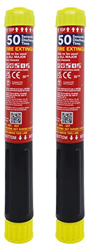 Fire Safety Stick - Fire Extinguisher A, B, C, F & Electrical -Double 50 Seconds Discharge Time - Light & Compact, No Residue, No Mess, Non-pressurised, 15 year Shelf-...