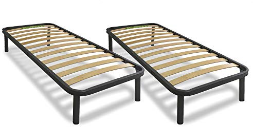 Soluko - Coppia di Reti Doghe Ortopediche Kos Letto Singolo 2 Reti 80x190 h35 con 4 Piedi Smontabili, Struttura portante in Acciaio