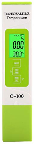 Fdit Probador Digital de Calidad del Agua de mar 5 en 1 portátil salinidad/Temperatura/TDS/CE para Piscinas, acuarios y Agua Salada