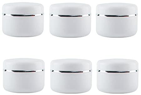 6 Pezzi Barattoli vuoti rotondi in plastica bianca vuoti da 50 ml con rivestimento interno e coperchio a vite riutilizzabili per trucco crema viso ombretto balsamo lozione (Bianco)