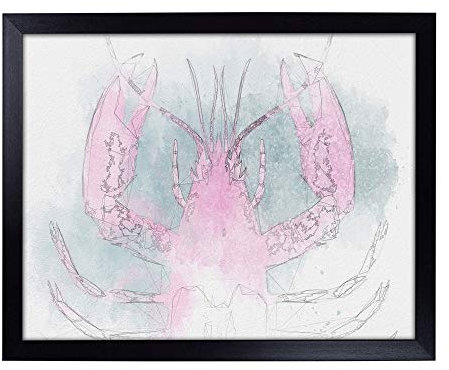 Lap Tray with Cushion | Pink and Duck Egg Blue Lobster Art in Abstract | Padded Bean Bag Cushion | For Eating, Working, Crafting, Laptop | Portable Table Desk