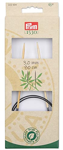 Prym 222504 Rundstricknadel Prym 1530, Bambus, 80cm, 3,0mm, Holzfarben