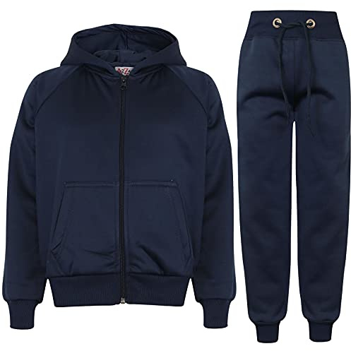 A2Z 4 Kids Tracksuit Hoodie Jogger Set - T.S Plain 109 Navy 11-12
