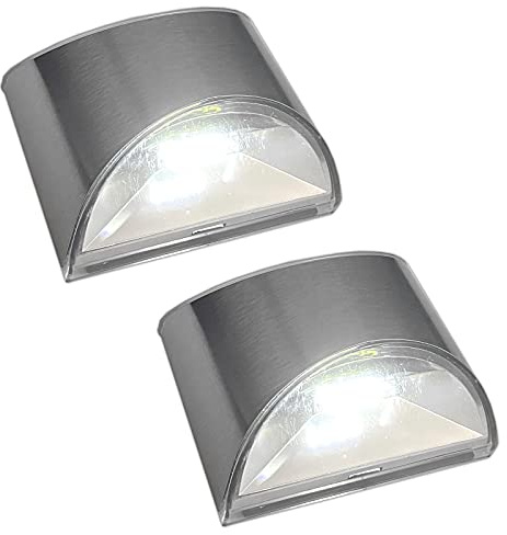 HAC24 2er Set Solar LED Wandleuchte für Außen Wandlaterne Edelstahl Solarlampe Außenbeleuchtung Solarleuchte Wandlampe Kaltweiß Wandbeleuchtung