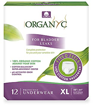 Organyc Bladder Control Underwear for Women - Organic Cotton Protective Underwear for Incontinence, Leak Protection, Odor Protection and Sensitive Skin, FSA/HSA Eligible, Medium, 14 Count