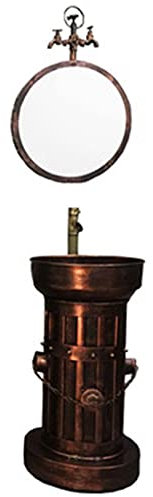 XYEJL Lavandino a Colonna in Ferro Battuto Handmade,Stile Industriale Lavabo Bagno con Rubinetto E Scarico Combinato Deco,Facile da Pulire Adatto per Ristorante Bar,C