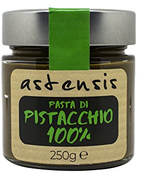 Astensis Pasta 100% di Pistacchio 250g - Crema di Pistacchio Ottenuta per Raffinazione a Pietra di Pistacchi Scelti, Senza l'Aggiunta di Prodotti Estranei ai Pistacchi Stessi