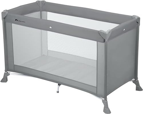 Bebe Confort Soft Dreams Baby Reisebett 0-3 Jahre (0-15 kg) Leichtes Baby Reisebett Holzfaser & Schaumstoff Matratze (60 x 120 cm) Tragetasche Kompakter Regenschirm Faltung Full Gray