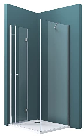 Mai & Mai Cabine de Douche 90x90x190cm Porte Pivo-pliante Paroi de Douche Carrée Verre Transparent de 6mm Easy Clean Rav27K