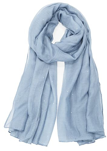 Van Der Rich ® - Echarpe Paillette Foulard Doux - Femme (Bleu Clair, TU)