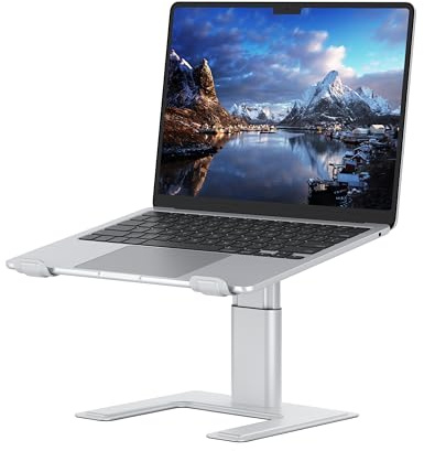 ALASHI Laptop-Ständer für Schreibtisch, Computer-Ständer, höhenverstellbar, ergonomischer Notebook-Laptop-Erhöhung, Aluminium-Metallhalterung, PC-Computer, Silber