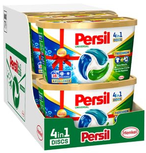 Persil Tiefenrein 4in1 DISCS (8 x 16 Waschladungen), Universal Waschmittel mit Tiefenrein Technologie, Vollwaschmittel für reine Wäsche und hygienische Frische für die Maschine