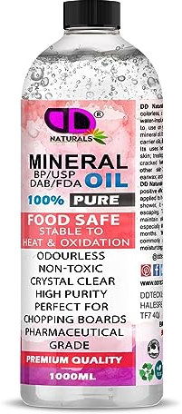 DD Teck Food Safe Mineral Oil - Chopping Board Oil Conditioner for Cutting Boards, Butcher Blocks, Wooden Bowls & Countertops - Premium Wood Oil for Bamboo, Slate, Stone & Steel (1000ML Cap)