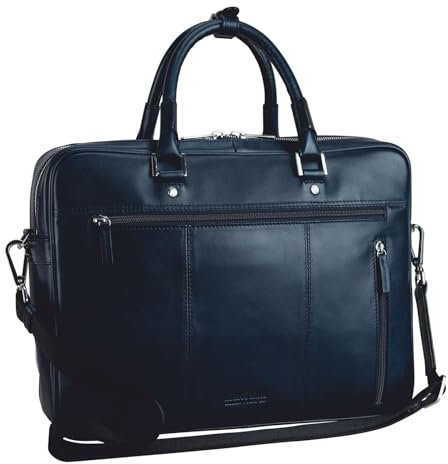 Leonhard Heyden Leder Aktentasche Henkeltasche mit Laptopfach Montreal Zipped Briefcase 2 Compartments Navy dunkelblau