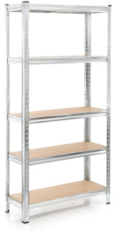 Wiltec Schwerlastregal 75x30x154cm, Gesamtlast 875kg, Steckregal verzinkt aus Stahl, Lastenregal mit 5 Ablagen, Werkstattregal