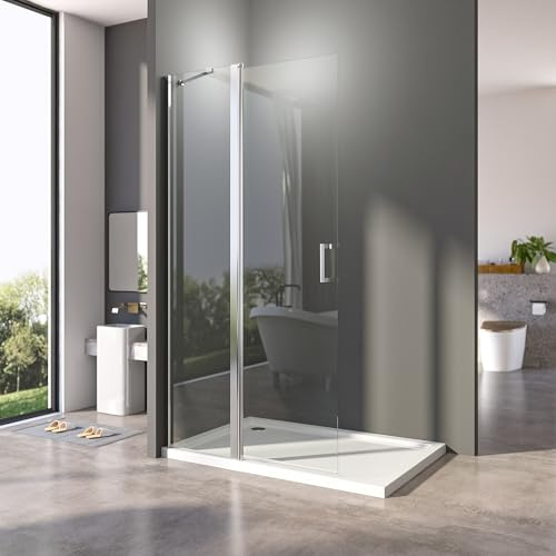 Walk in Duschwand 100x185 cm Walk-in faltbar Dusche Pendeltür mit Stabilisator 6mm ESG Nano Easy-clean Glas Duschabtrennung