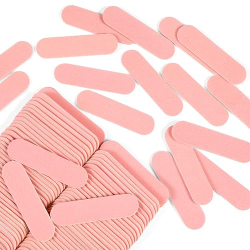 JSRQT 100 Stück Mini Nagelfeile Doppelseitige Einweg Maniküre Nagelkunst Profi Nagel Feilen Nail File 180/240 Grit für Gelnägel Nagelfeilen Einwegfeilen (Rosa)