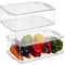 Relaxdays Juego Organizador Nevera, Set de 2, Almacenaje de Alimentos, Caja para Frigorífico, 10,5 x 21 x 33 cm, Transparente