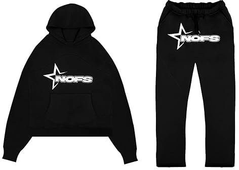 Jogginganzug Damen/Herren NOFS Tracksuit 2 Piece Unisex Trainingsanzug Y2K Hip Hop Streetwear Hoodie Sportanzug Sporthose Buchstaben Druck Lose Sweatshirt