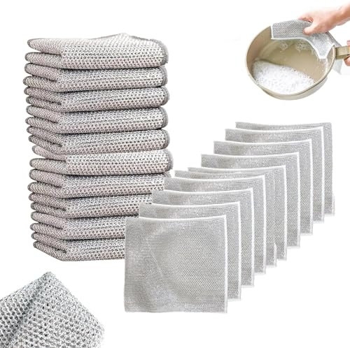 NeaFp Reinigungspads, Scheuertücher, Reinigungstuch, Mehrzweck-Drahtwunder-Reinigungstücher, Mehrzweck-Scheuerpads ohne Kratzer für nass und trocken (10pcs)