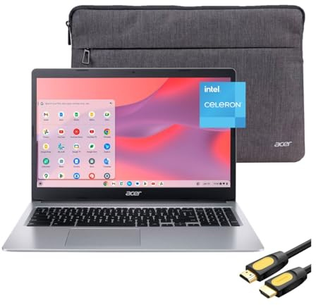 acer Laptop Chromebook 315, pantalla HD antirreflejos de 15.6 pulgadas, Intel Celeron N4020, 4 GB de RAM, 64 GB eMMC, cámara web, teclado, Wi-Fi, USB-C, Bluetooth, batería de larga duración de 12.5