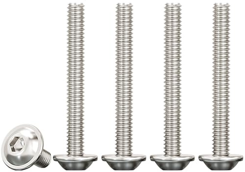 Drenky Vis à Tête Bombée avec Bride, M4x40mm Vis de Serrure Boulons à Six Pans Creux Acier Inoxydable A2 V2A à Métaux pour Les Connexions Mécaniques, 50 Pièces