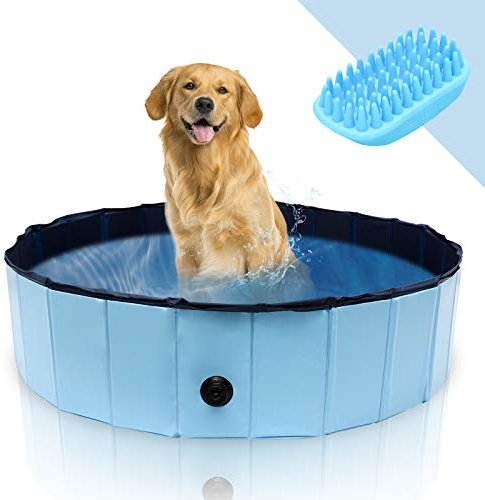 Gimisgu Hundepool 120 x 30 cm, Faltbarer Haustierpool, Rutschfester Pet Pool für Hunde und Katzen, Robustes Planschbecken für Garten und Balkon