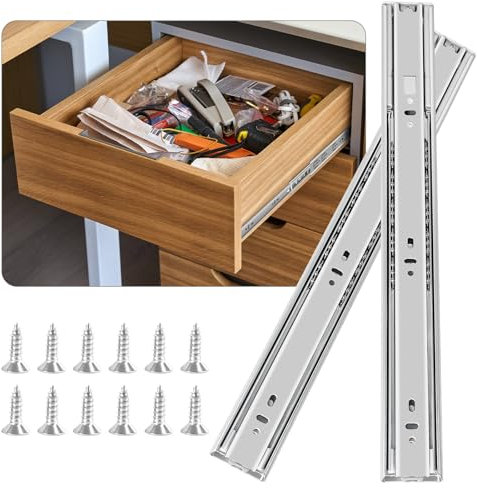 FCOUMY guias correderas para cajones 6 pares (12 piezas), 30 cm Guías para cajones de cierre automático suave, extensión completa con guías con rodamiento de bolas