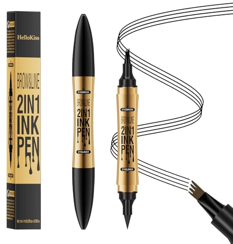 Crayon à sourcils - Crayon à sourcils 2-en-1 résistant à l'eau et longue tenue, maquillage des sourcils pour des sourcils naturels et semblables à des cheveux (04#Noir)