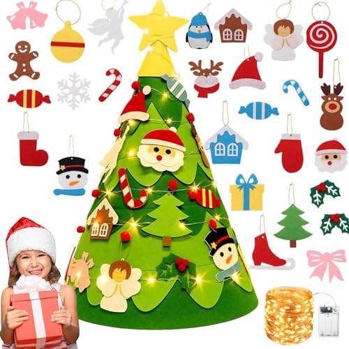 3D Filz Weihnachtsbaum DIY Weihnachtsbaum Dekoration Abnehmbare Ornamenten Weihnachtsbaum Dekor für Kinder Filz Stoff Für Weihnachtsspiel Deko
