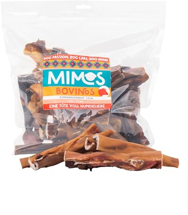 Mimos Peau de tête de bœuf pour chiens de 12 à 17 cm, 1000 g – Article à mâcher 100 % en bœuf sans additifs, friandises à mâcher de qualité supérieure idéales pour le nettoyage des dents